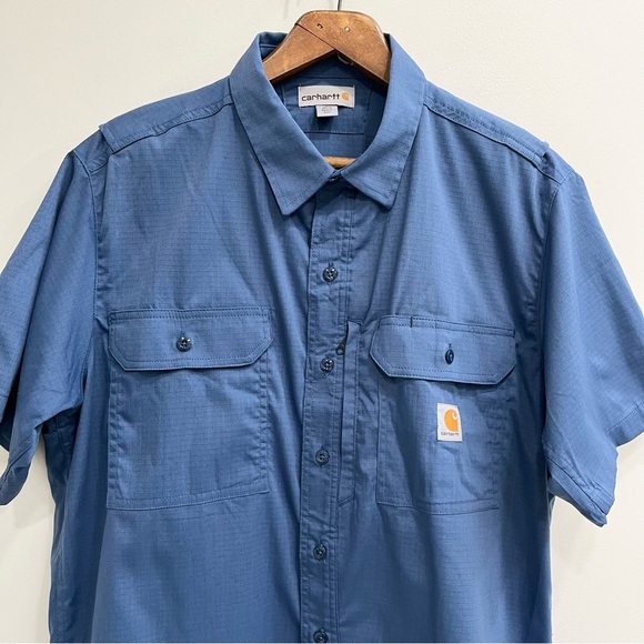 Carhartt Rugged Flex Short Sleeve Work Shirt Ripstop Button Up Mens Size Large - Picture 3 of 9